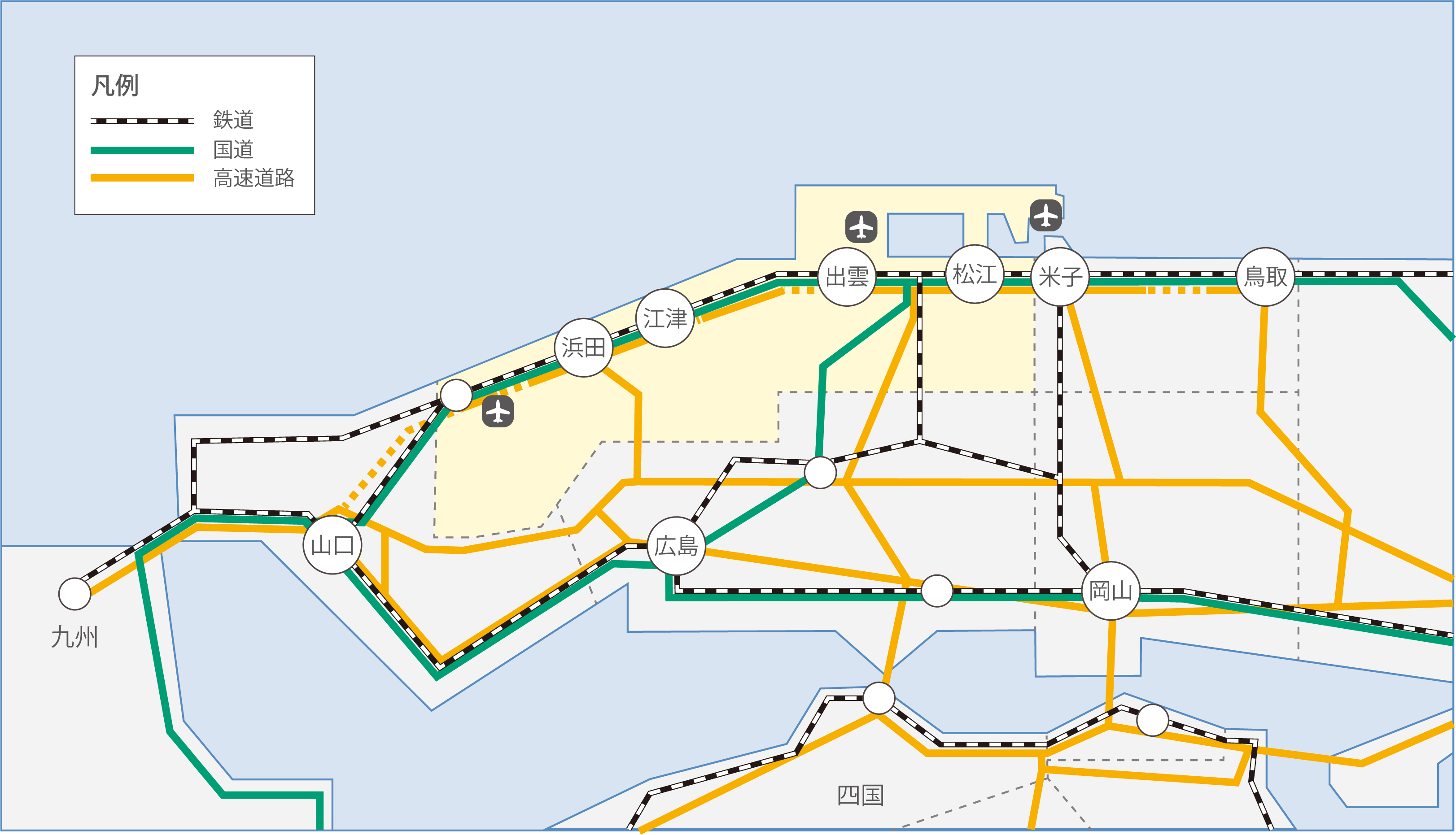 江津市へのアクセス（広域図）